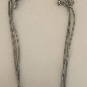 Lia Sophia triple chain choker necklace with three charms silver and gold